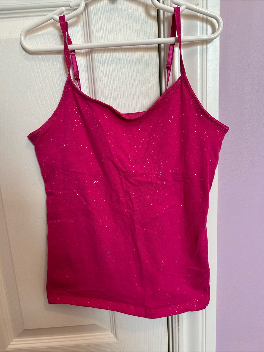 SO Hot Pink Glitter Tank Top